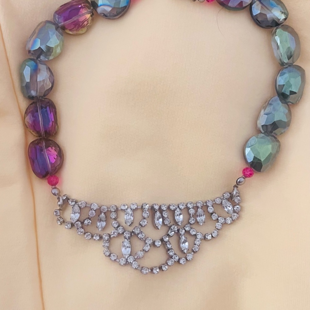 Elegant Silver and Multicolor Beaded Necklace